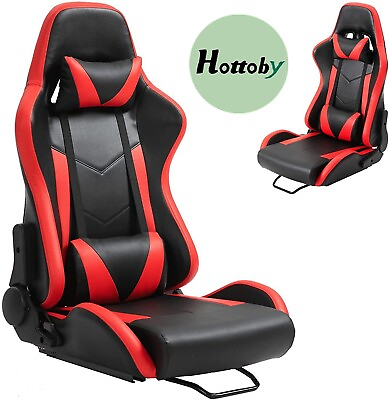 Hottoby PVC Racing Simulator Cockpit Gaming Red Seat with Neck Pillow and Lumbar $169.99