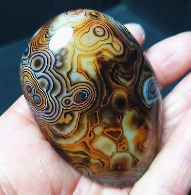 #ad TOP 72G Natural Polished Silk Banded Lace Agate Crystal Madagascar B272 $26.99