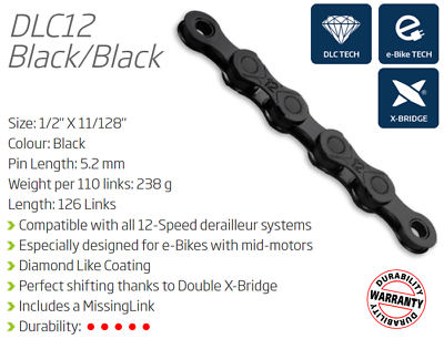 #ad KMC DLC12 Chain — 126 Links Black — AUS STOCK — Bike Road MTB Drivetrain AU $213.99