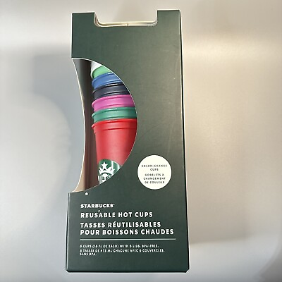 #ad STARBUCKS Holiday 2021 HOT Cup 6 PACK reusable 16 oz. COLOR CHANGING Set $19.95