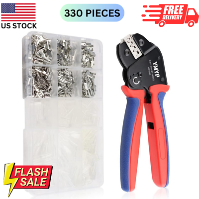#ad Open Barrel Terminal Wire Crimping Tool 330 Pcs Male Female Spade Kit $41.49