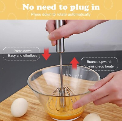 #ad Hand Push Whisk Semi Automatic Egg Whisk For Home Blending Whisking Beating $10.75
