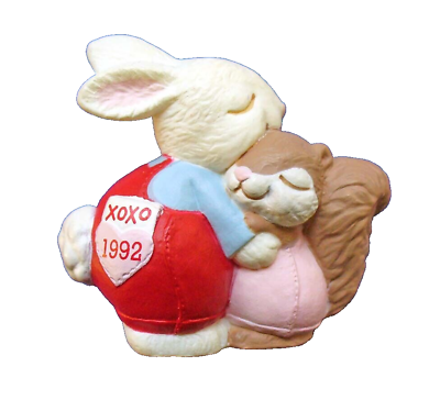 #ad Hallmark MERRY MINIATURES Valentines Vintage RABBIT amp; SQUIRREL 1992 Figurine $8.97