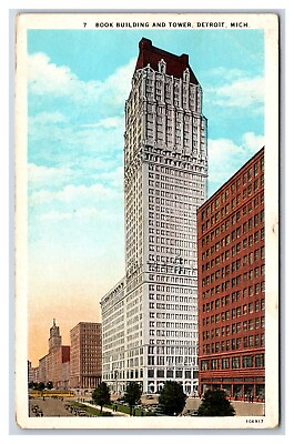 #ad Book Building and Tower Detroit Michigan MI WB Postcard V20 $2.66