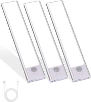 #ad 3Pack Wireless Motion Sensor Cabinet Closet Light USB Rechargeable Night Light $24.15