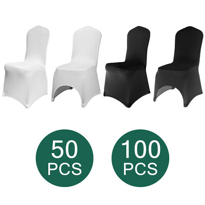 #ad 100 50 White Black Cover Spandex Chair Cover Wedding Banquet Party Folding $75.99