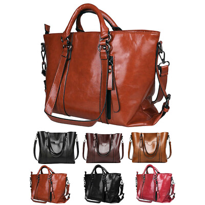 #ad Women Soft Oiled Leather Handbag Messenger Shoulder Tote Bag Crossbody Satchel $22.67