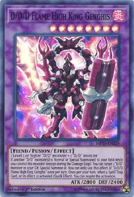 #ad Yugioh D D D Flame High King Genghis 1st Edition Super Rare NM Free Holo Card $2.50