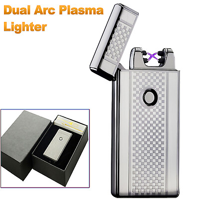 #ad Dual Arc Plasma Electric Flameless Lighter USB Rechargeable Waterproof Windproof $8.79