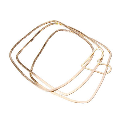 #ad NEW 24k Gold Plated Heart Square Bracelet Trio AURA Made in Israel bangle $61.99