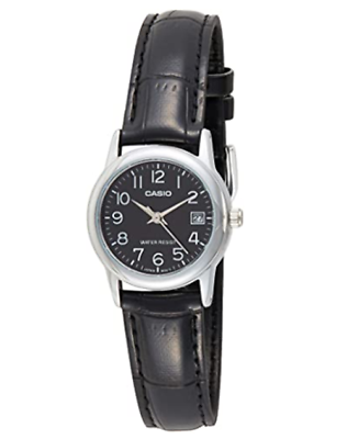 #ad Casio LTP V002L 1BUDF Women#x27;s Standard Analog Leather Band Black Dial Date Watch $28.12