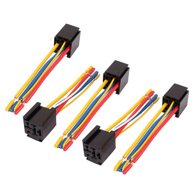 #ad 5pcs DC 12V 24V 80A 5 Pin Wire Relay Socket Harness Connector for Car Truck $18.94