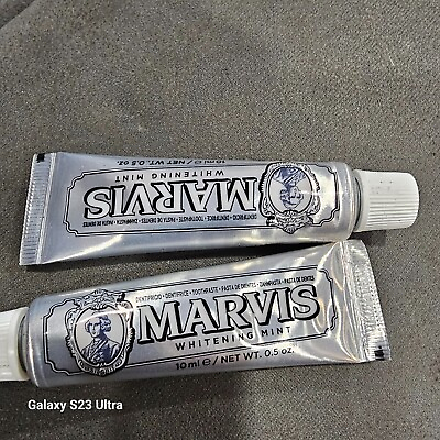 #ad 2X Marvis Whitening Mint Toothpaste 10 ml .5 fl oz Travel Size NEW $10.00