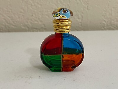 #ad Small Cute Multicolor Glass Perfume Scent Bottle w Millefiori Top Lid $30.00