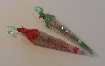 #ad TWO 1980s Full RAINBOW UMBRELLA CANDY CONTAINERS Vtg Albert amp; Son Made In Japan $9.99