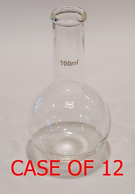 #ad NEW CASE OF 12 100 ML LAB GLASS FLAT BOTTOM NARROW NECK BOILING FLASK GGC 5YHD9 $23.95
