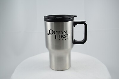 #ad Brushed Metal Promotional 16oz Travel Mug quot;OceanFirst Bankquot; $9.29