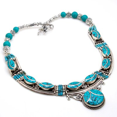 #ad Tibetan Turquoise Handmade Bohemian Ethnic Jewelry Nepali Necklace 18quot; NN 3734 $18.52