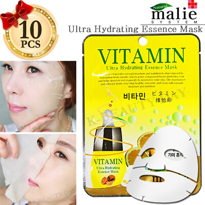 #ad Facial Mask Sheet Vitamin 10pcs Ultra Hydrating Essence Moisture Mask Pack $13.84