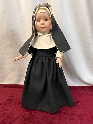 #ad VINTAGE NUN SISTER 16quot; PORCELAIN DOLL IN BLACK HABIT VERY COLLECTIBLE $39.95