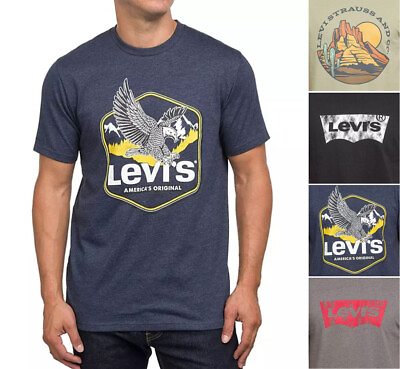 #ad Levi Strauss Graphic Print T Shirt Men#x27;s Short Sleeve Top Crew Neck Jersey Tee $12.99