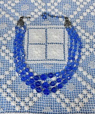 #ad Vintage Glass Crystal Beaded Necklace $26.00