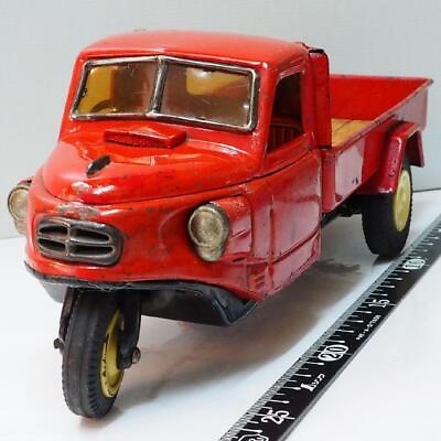 #ad Bandai Tin Toy Mitsubishi Auto 3 Wheel Dump Truck Red Friction Showa Retro $1634.98