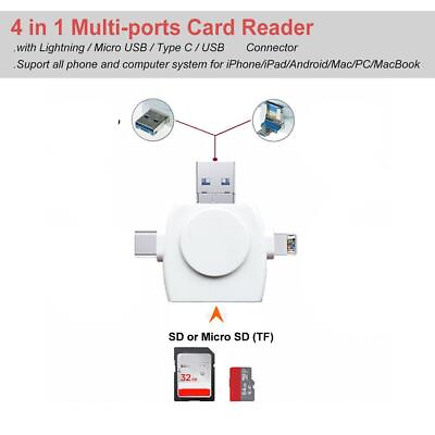 #ad #ad Multi Port 4 in 1 Universal Card Reader Memory Cards Reader Multiport Adapters $5.44