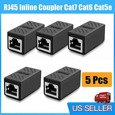 #ad 1 5PACK RJ45 Inline Coupler Cat6 Cat5e Ethernet Network Cable Extender Connector $3.31
