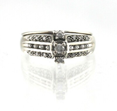 #ad 1 3 ct Diamond Bridal Wedding Ring Set REAL Solid 10 K White Gold 3.9 g Size 7 $575.00