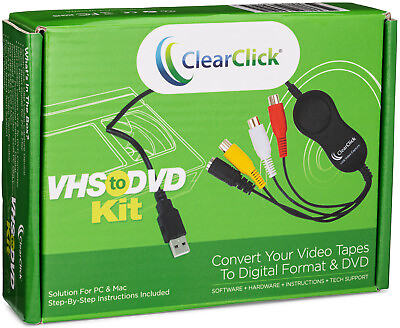 ClearClick VHS to DVD Kit for PC amp; Mac USB Video Capture Device To Digital $28.95