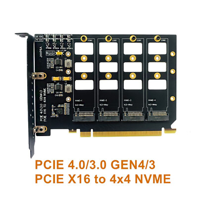 Quad NVMe PCIe Adapter 4 Ports M.2 NVMe SSD to PCI E 4.0 Gen4 X16 Converter Card $30.99