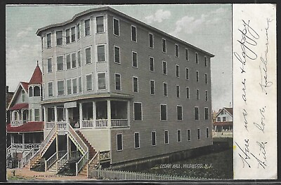 #ad Cedar Hall Wildwood New Jersey Early Postcard Used in 1908 $12.00