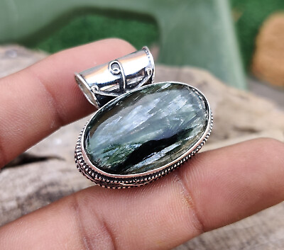 #ad seraphinite beautiful pendant 925 Sterling Silver Jewelry Gift for Her $19.57