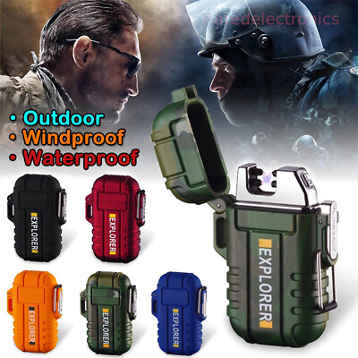 #ad Waterproof Rechargeable Electric Lighter Dual Arc Plasma Flameless Windproof US $11.54