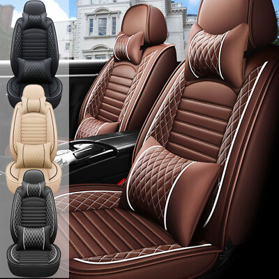 #ad Front Rear Car Seat Covers 5 Seats Full Set Deluxe Leather Cushion For Toyota $9.99