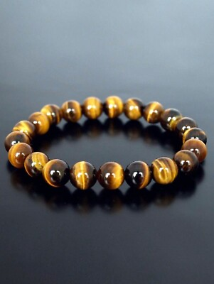 #ad #ad Tiger Eye Bracelet 8mm Men Women Handmade Natural Stone Tiger Eye Beads Bracelet $6.99