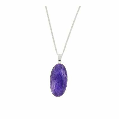 #ad Charoite Sterling Silver Oval Pendant amp; Chain DM001 GBP 64.95