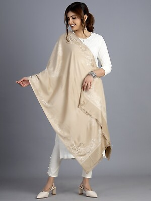 #ad Pashmina Cashmere Paisley Scarf Shawl Wrap Stole Silk Soft Women Wool Warm Beige $26.99