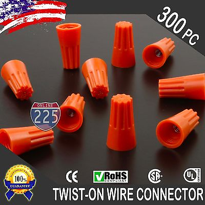 #ad 300 Orange Twist On Wire Connector Connection nuts 22 14 Gauge Barrel Screw $18.95