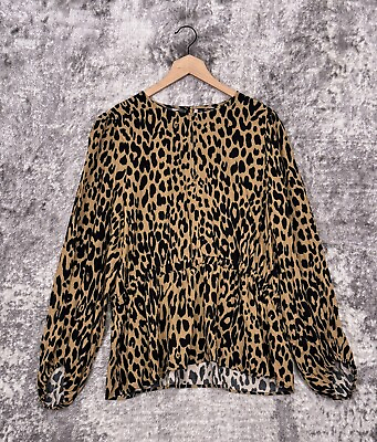 #ad New Banana Republic Blouse XL Tall Womens Leopard Long Sleeve Top $39.99