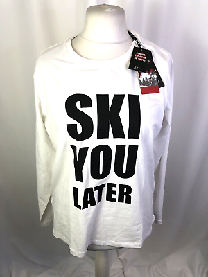 #ad Threadbare Long Sleeved White Shirt UK16 Ski You Later Novelty Slogan New L274 GBP 5.51