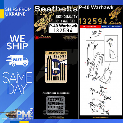 #ad HGW 132594 1 32 Seatbelts for P 40 Warhawk pre cut laser $24.99
