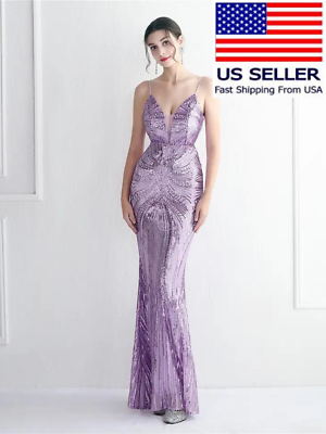 #ad Elegant Women Sequin Long Mermaid Formal Evening Dress Girls Party Prom Dress $99.99
