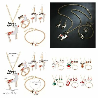 #ad Christmas Set Xmas Necklace Women Earrings Jewelry Ring Bracelet NEW Girls Gifts $6.74