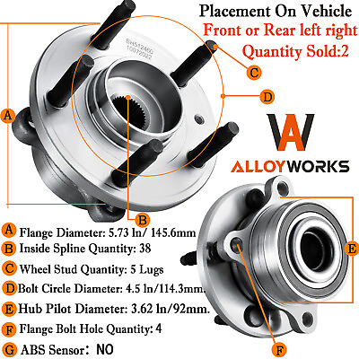 #ad 2PCs Wheel Bearing Hub Assembly Front Rear Fits Ford Explorer 2WD 4WD 2011 2018 $85.99
