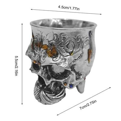 #ad 1Pc Gothic Skull Metal Cup Engraved Drink Cup For Adults Wine Tumblers With Hand $17.00