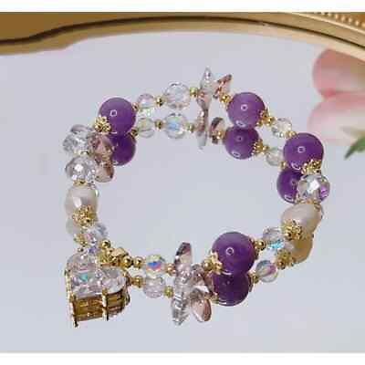 #ad Purple Swarovski Beaded Bracelet $40.00