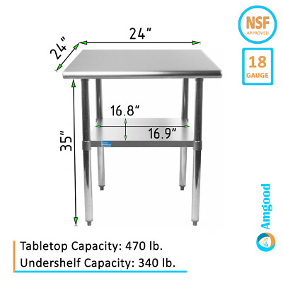 #ad 24quot; X 24quot; Stainless Steel Work Table With Galvanized Undershelf $154.95