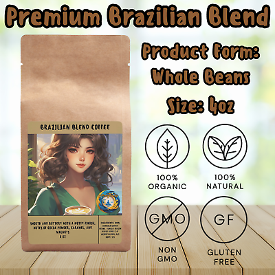 #ad Premium Brazilian Blend Coffee Whole Beans 4oz Non GMO 100% Natural $20.00